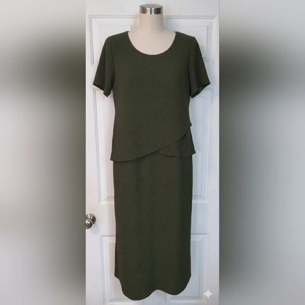 Just In Thyme Ltd. Green Paisley Long Maxi Dress Office Church  Size 12